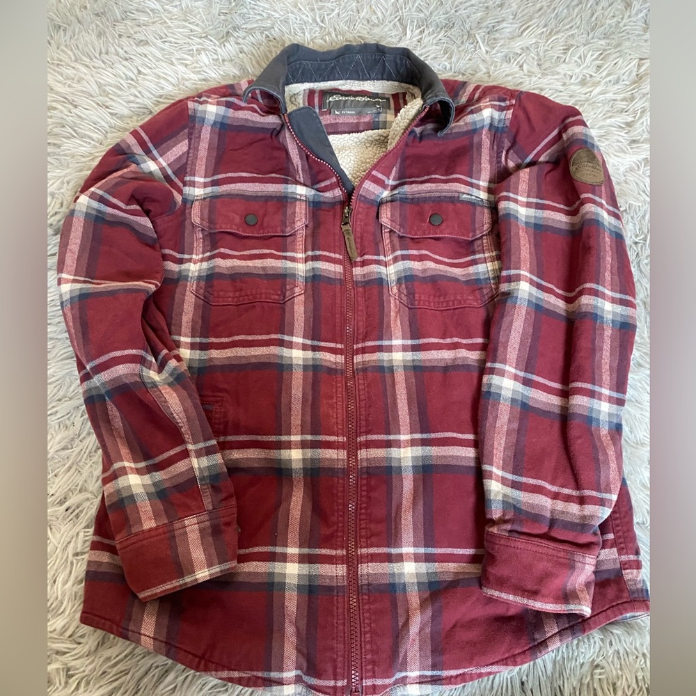 Eddie Bauer Outdoor Sherpa Lined Flannel Outdoor Shirt Jacket Shacket Men's‎ S